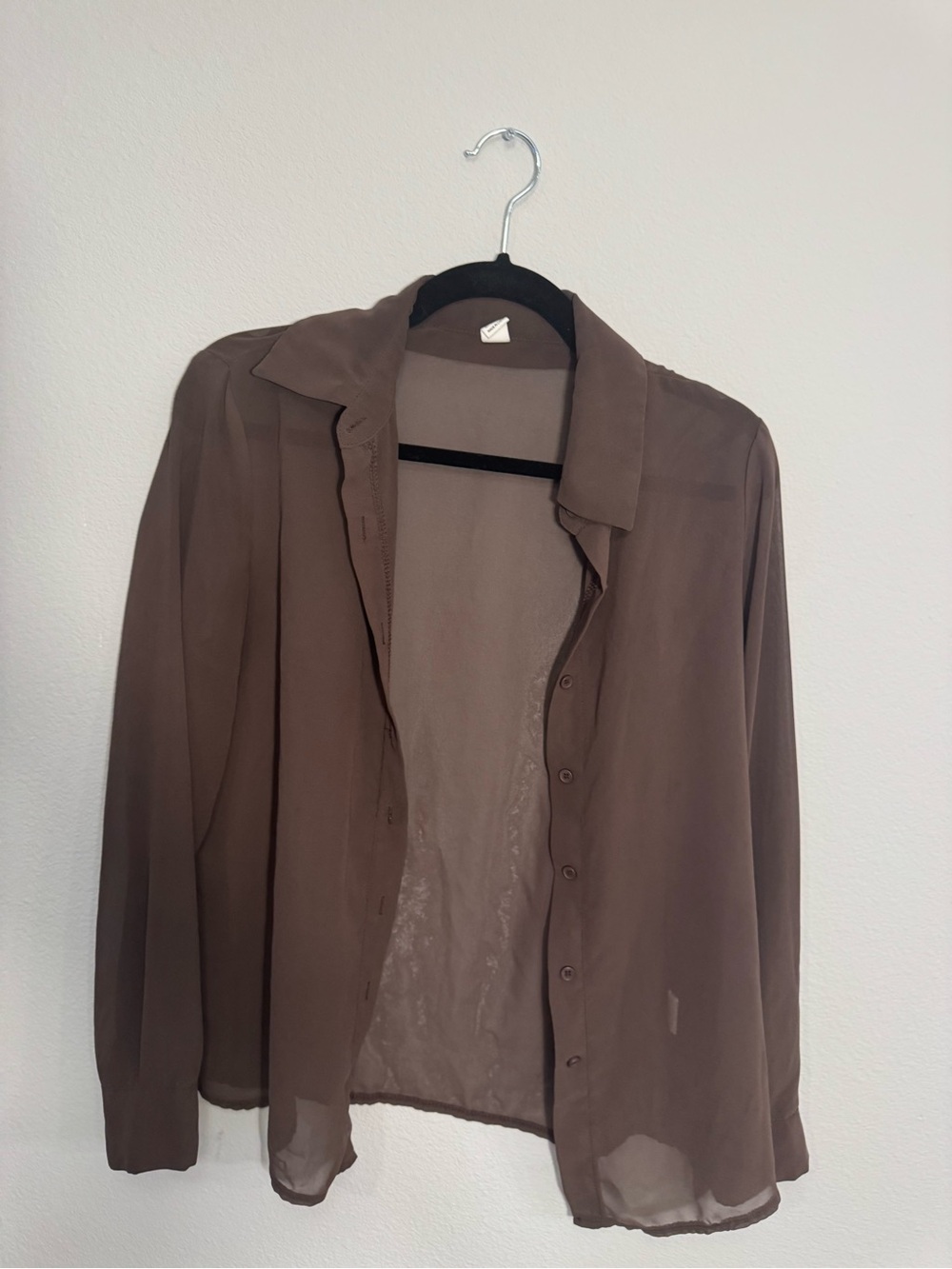 H&M Brown Sheer Button-Down Shirt